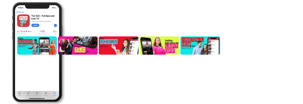 TLC Go Landscape App Screenshots