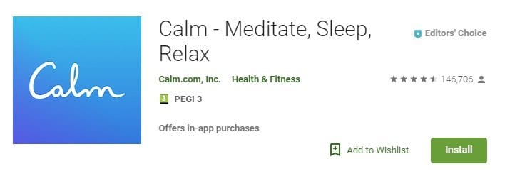 Calm - app store keywords for the Health Industry