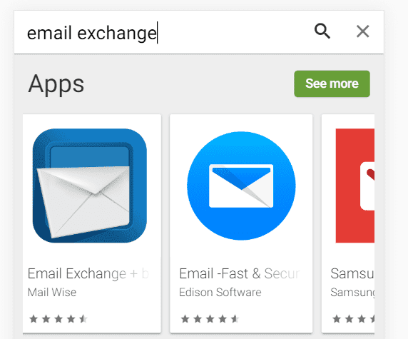 App store results screenshot for email search