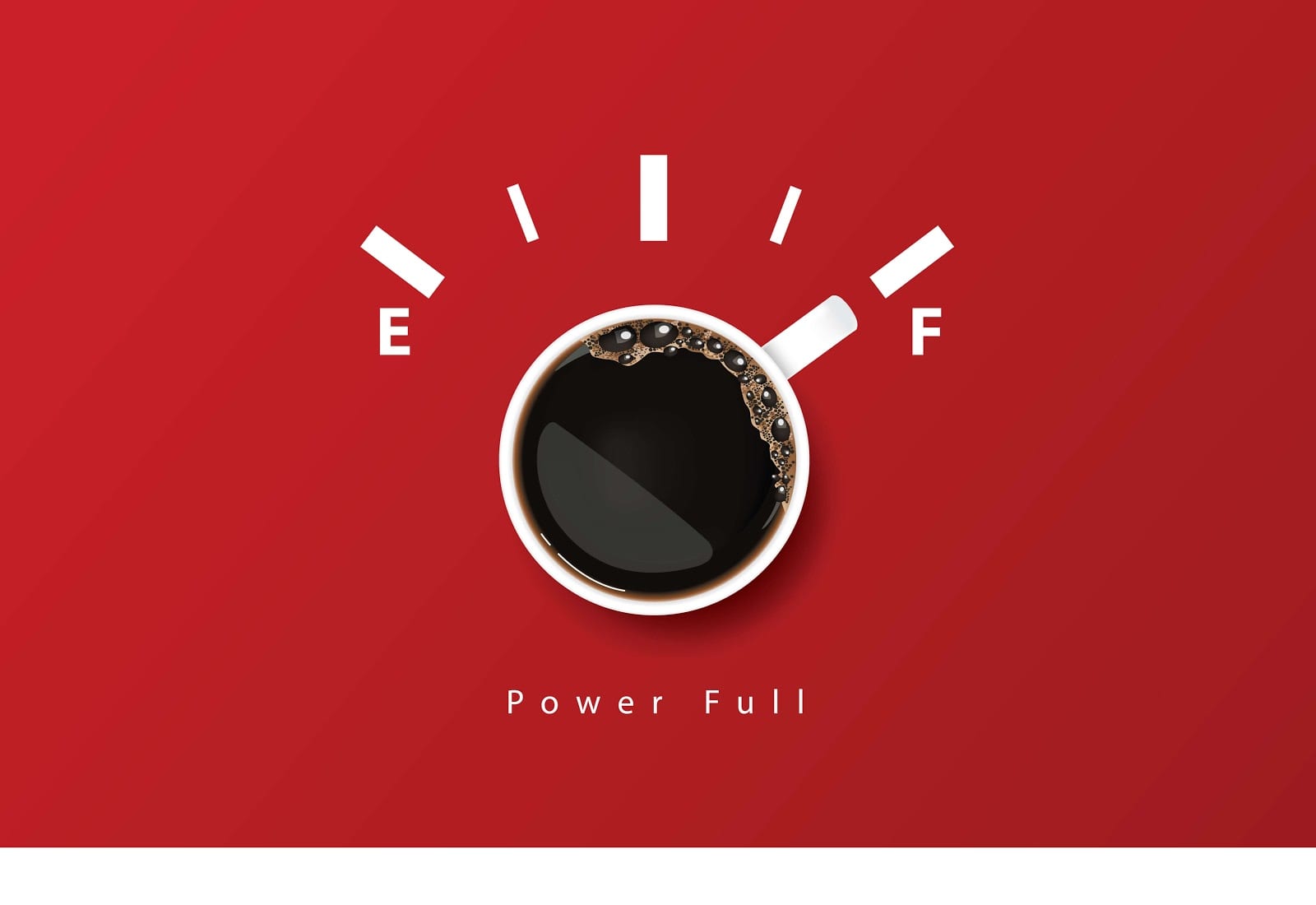 ad copy coffee cup as fuel indicator