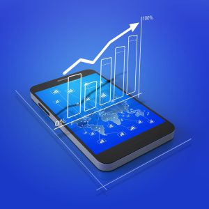 A graph that demonstrates the improvement in an app ranking due to ASO