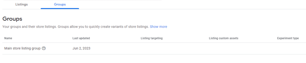 Custom Store Listing Groups - Google Play Console