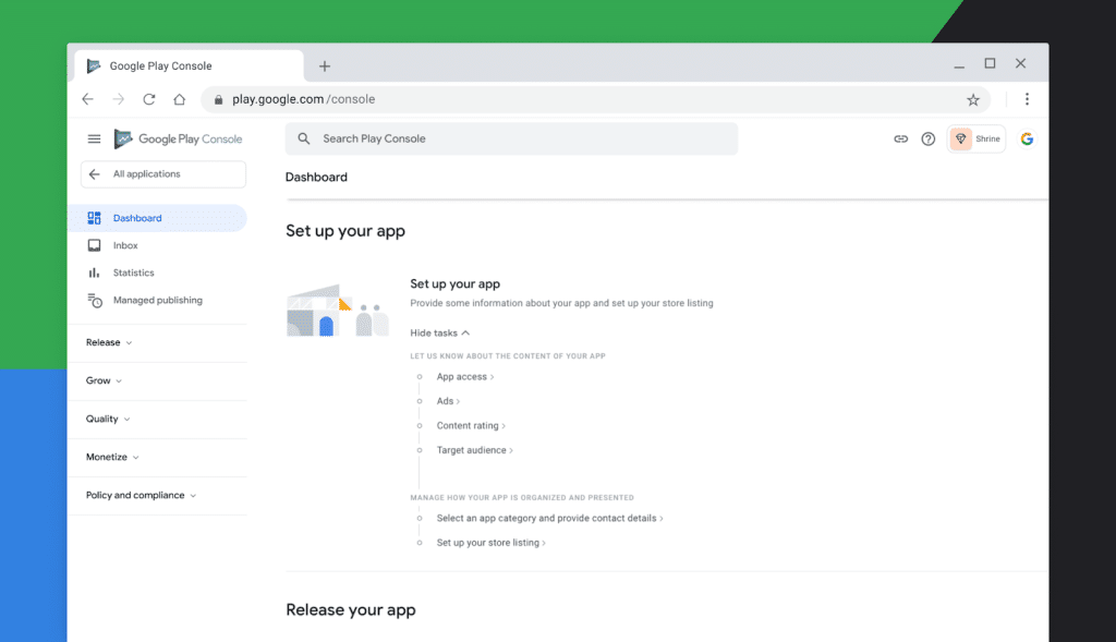 Google Play Console Dashboard