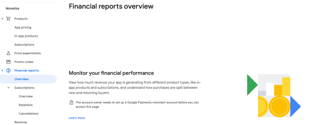 Financial Reports Google Play Console