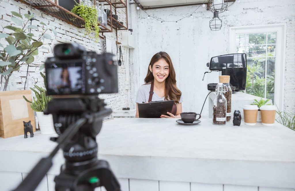 Influencer filming a video