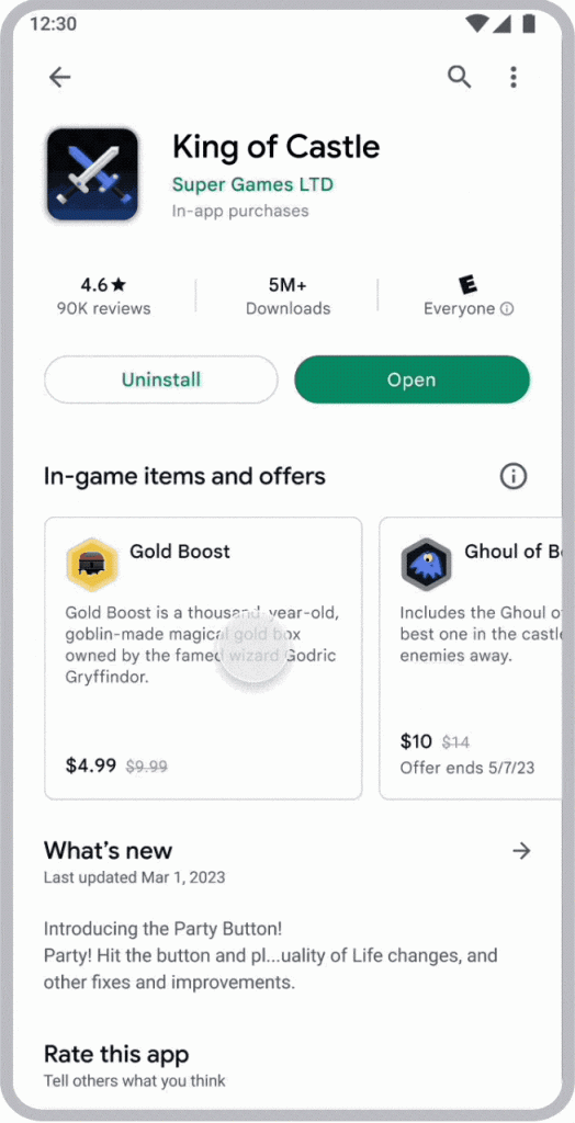 Feature in-app products in Play Store