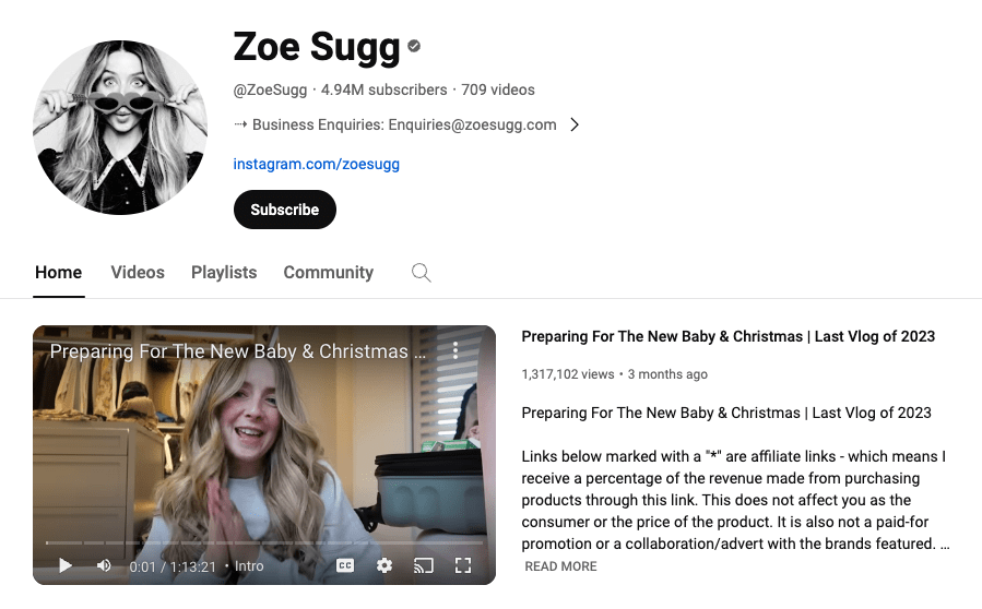 Zoe Sugg on YouTube
