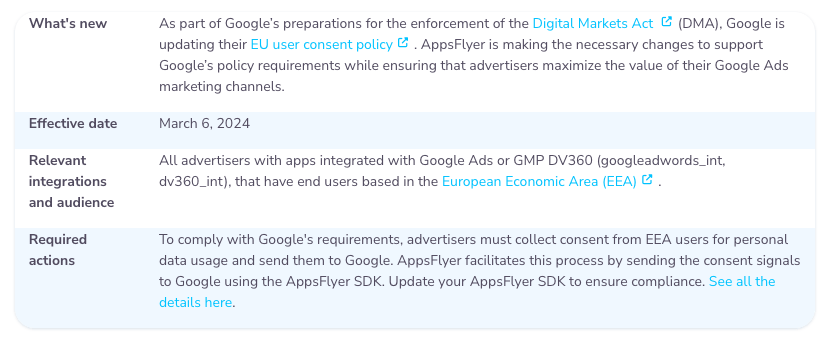 AppsFlyer's Google EU User Consent Policy Solution